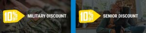 10% off military and senior discounts available